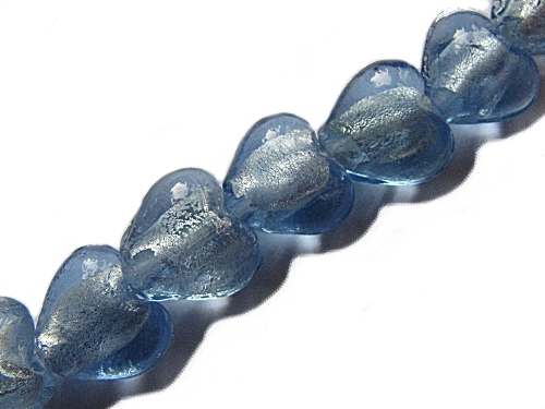 Silverfoil Glasperle Herz, blau, ca. 12mm